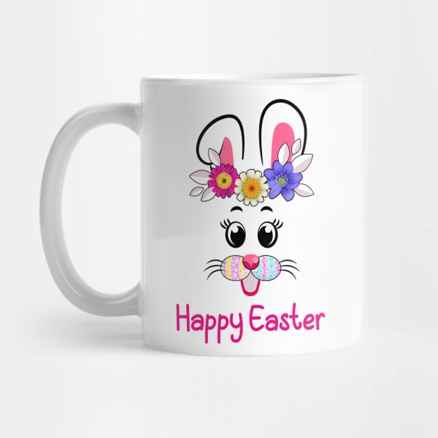 Funny Happy Easter Bunny Rabbit Face Easter Day Women Girls by Jhon Towel